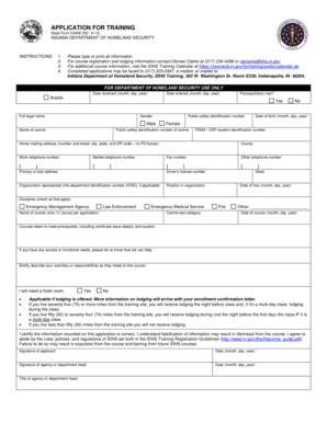 Indiana Training Application Form