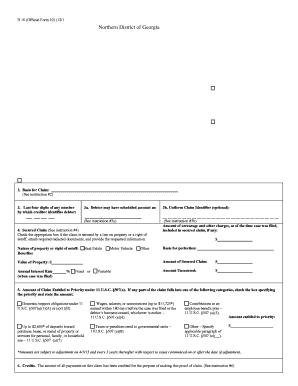 US Bankruptcy Court Proof of Claim Form