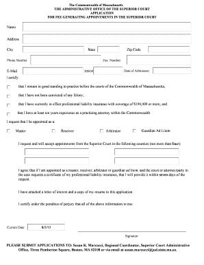 ma fee generating appointments form