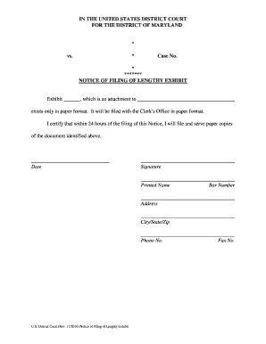 Notice of Filing of Lengthy Exhibit