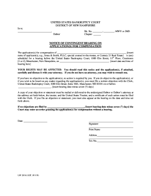 Bankruptcy Court Notice of Contingent Hearing