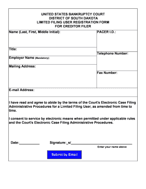 US Bankruptcy Court Creditor Filer Registration