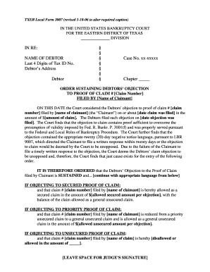 Bankruptcy Objection to Proof of Claim