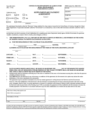 Payment agreement form - usda rural development supplementary payment agreement form