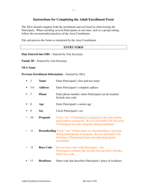 Adult Enrollment Form