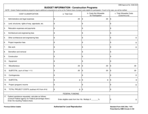 US Federal Construction Budget Form