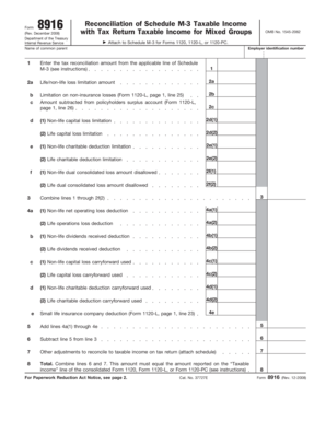 IRS Form 8916 Reconciliation