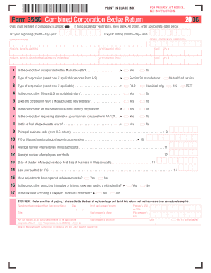 Massachusetts Form 355C Combined Corporation Excise Return 2006