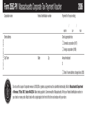 Massachusetts Corporate Tax Payment Voucher 2006