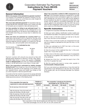 Massachusetts Corporation Estimated Tax Payment Vouchers