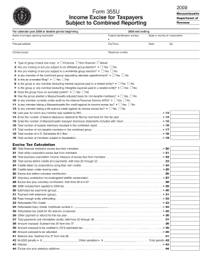 Massachusetts Form 355U Income Excise