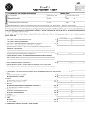 Massachusetts Form F-2 Apportionment Report