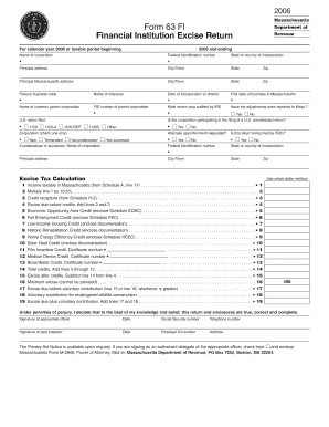 Massachusetts Form 63 FI Financial Institution Excise Return