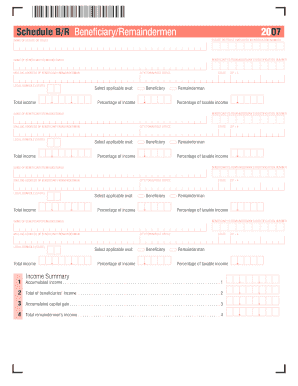 Schedule B/R Beneficiary/Remaindermen 2007