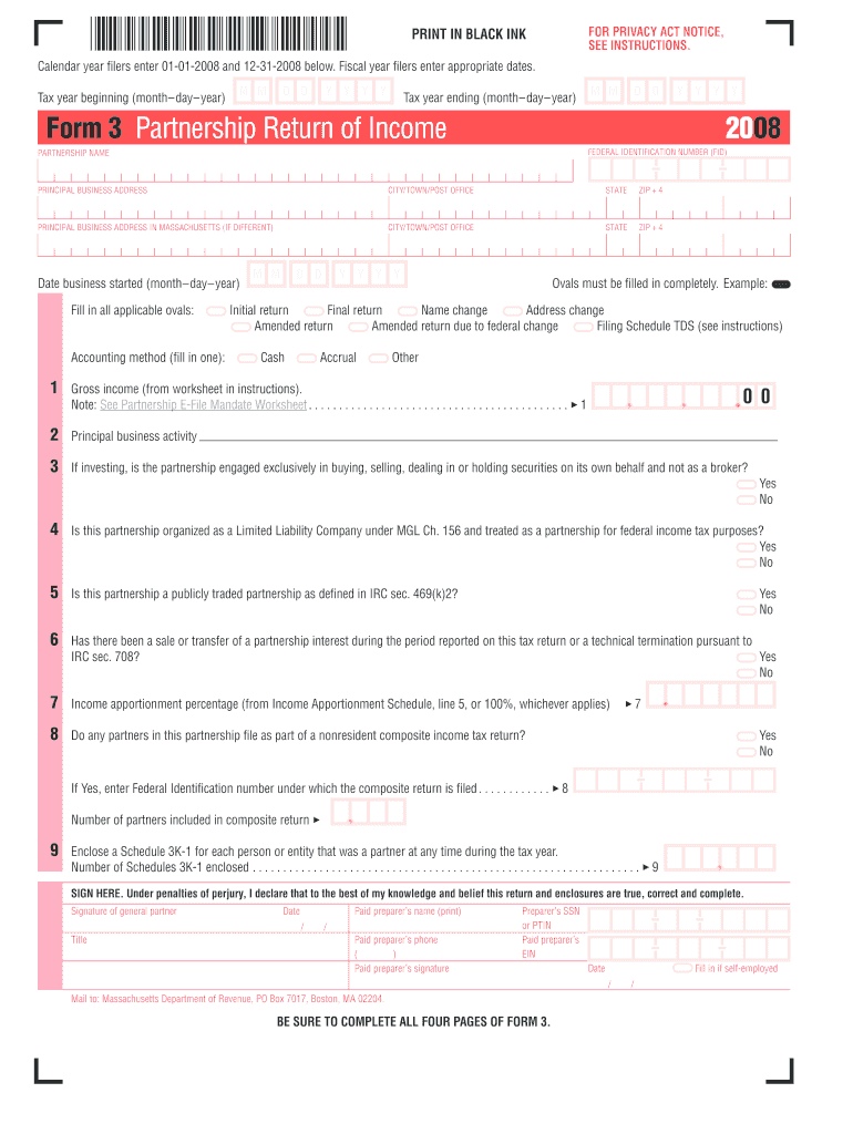 1 Form 3 Partnership Return of Income PARTNERSHIP NAME PRINCIPAL BUSINESS ADDRESS CITY TOWN POST OFF Preview on Page 1