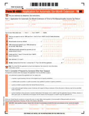 Massachusetts Form M-4868 Application for Automatic Six-Month Extension
