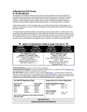 Roseemacs - Pulled Fall 2004 schedule - Welcome Message