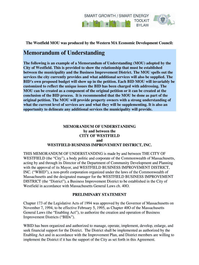 The Westfield MOU was produced by the Western MA Economic Development Council Preview on Page 1