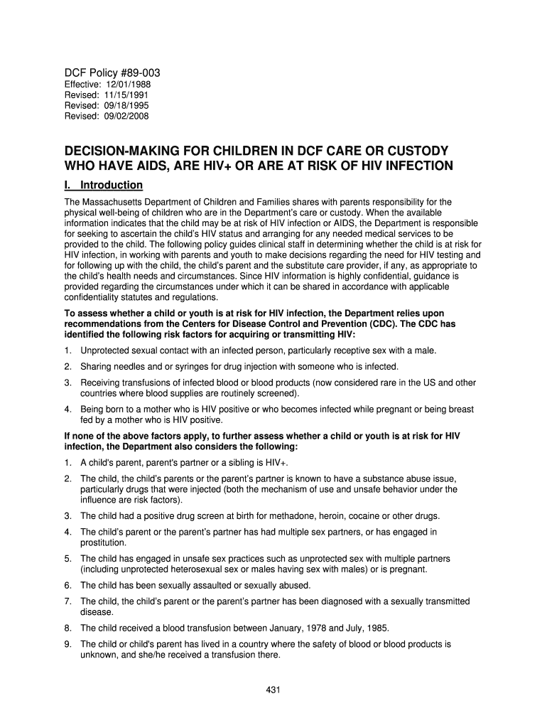 DCF Policy #89-003 Preview on Page 1