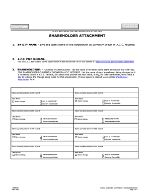 Arizona Shareholder Attachment Form