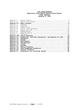 1998 Massachusetts Health Survey Questionnaire