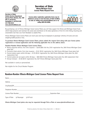 Illinois-Michigan Canal License Plates Request Form