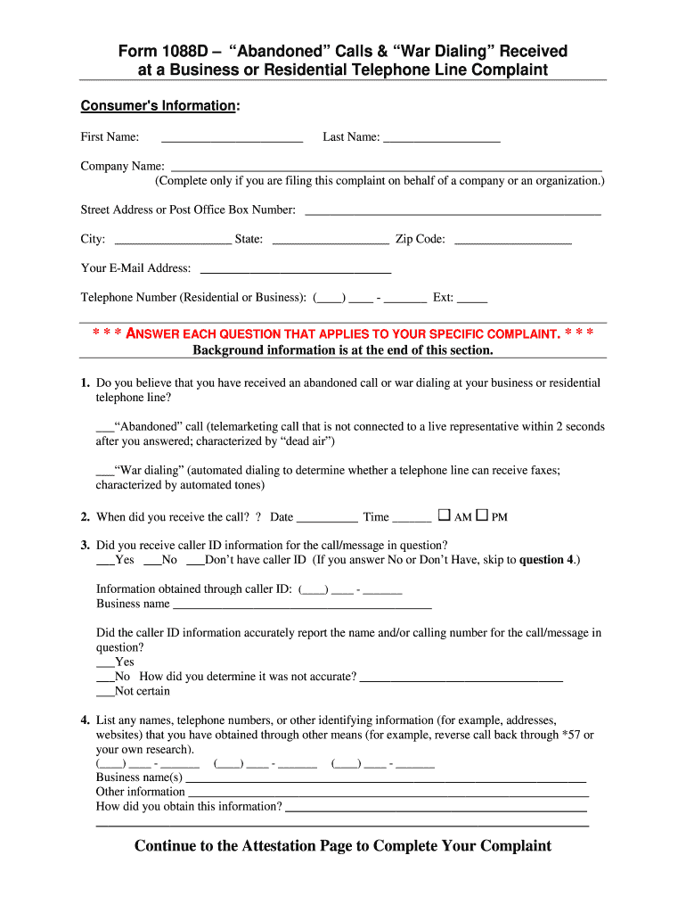 fcc form 1088d Preview on Page 1