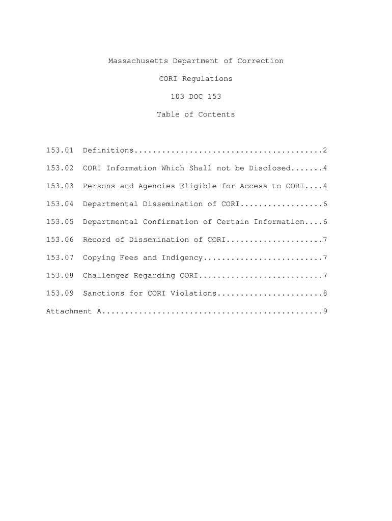 CORI Regulations - mass Preview on Page 1