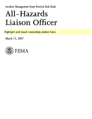 All-Hazards Liaison Officer Position Task Book - FEMA - mass