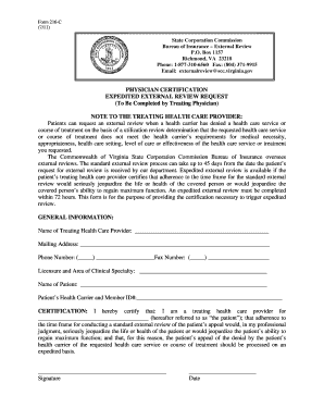 Virginia Expedited External Review Request