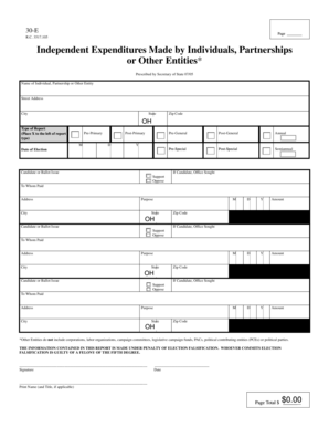 Ohio Independent Expenditure Form 30-E