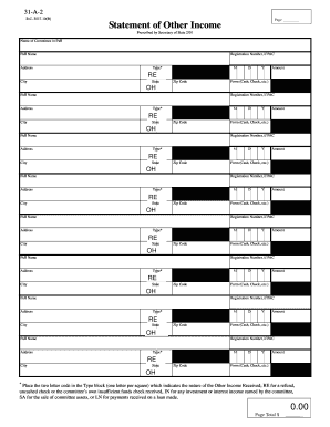 Statement of Other Income Form 31-A-2