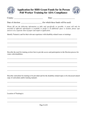 HHS Grant Application for ADA Poll Worker Training