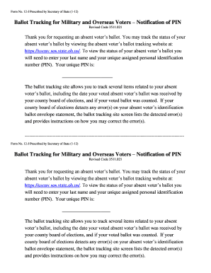 Ballot Tracking for Military and Overseas Voters – Notification of PIN