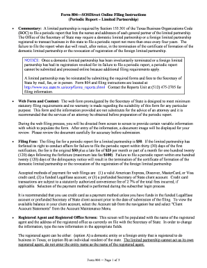 Texas Limited Partnership Periodic Report Form 804