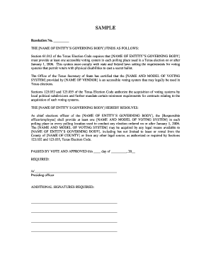 Fillable Online sos state tx Sample DRE Adoption Resolution - Texas ...