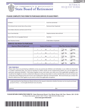 Massachusetts Buyback Request Form