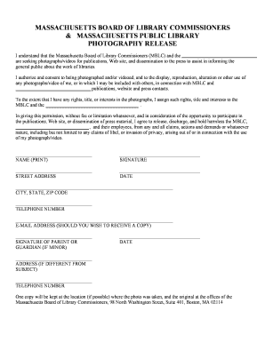 Massachusetts Photography Release Form