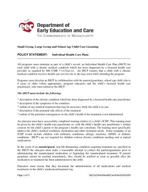 Individual Health Care Plan Form