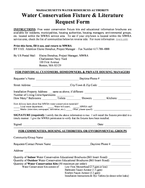 Massachusetts Water Conservation Fixture Request Form