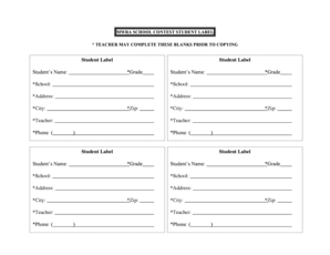 MWRA School Contest Student Label