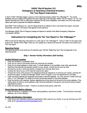 Michigan SARA Title III Tier Two Report