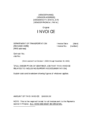 sample of mdot invoice form