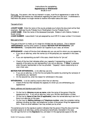 NHJB-2119-P Appearance or Withdrawal Form