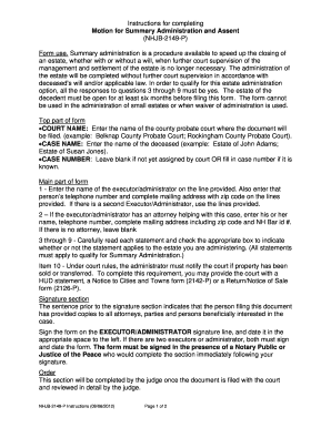 Summary administration fillable form