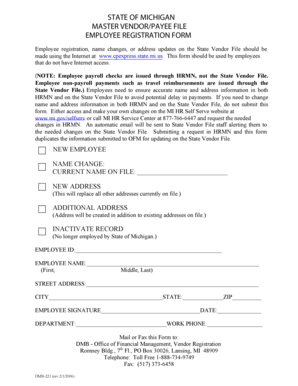 Michigan Employee Registration Form