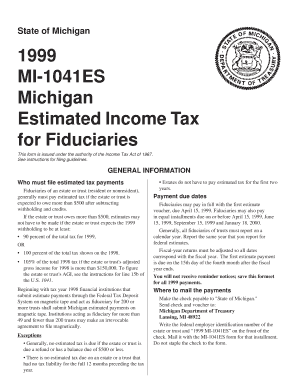 Michigan 1999 Estimated Income Tax for Fiduciaries