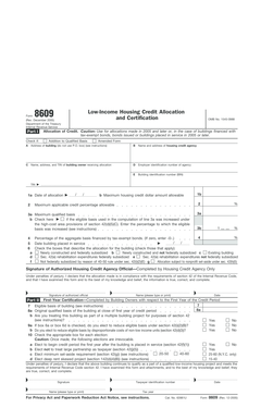 Form 8609 Low-Income Housing Credit Allocation