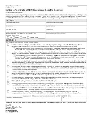 Michigan MET Contract Termination Notice