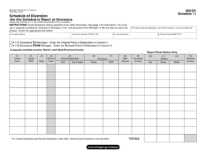 Michigan Form 3750 Schedule of Diversion